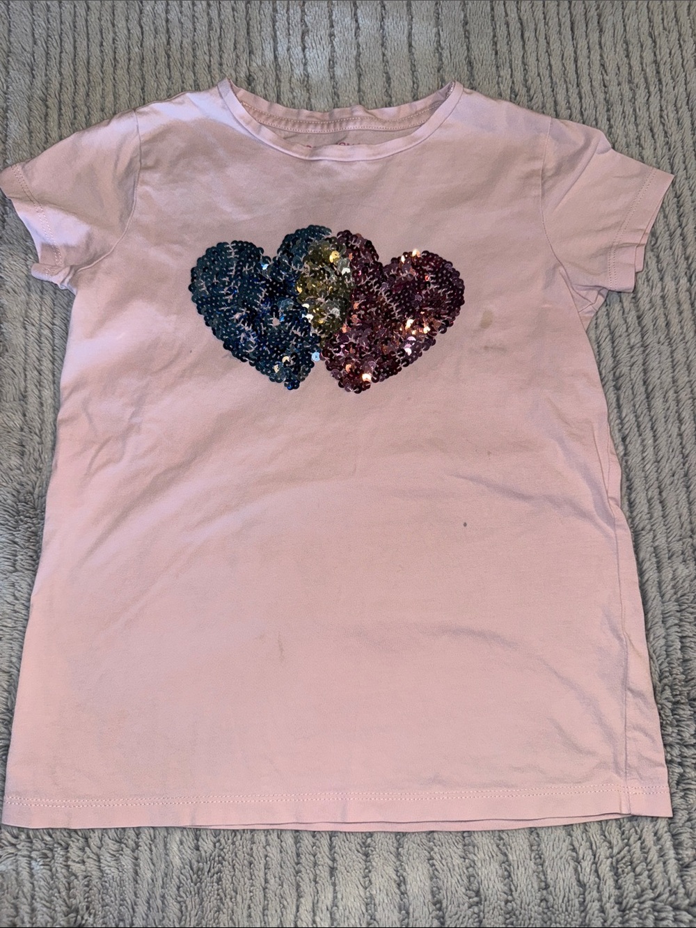 Crewcuts Light Pink Tee with Triple Sequin Hearts